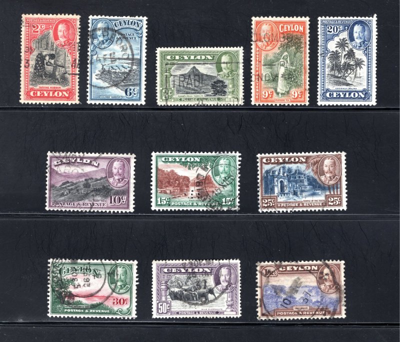 Ceylon #264-274,  F/VF, Used, Complete Set, CV $46.85 ....  1290219