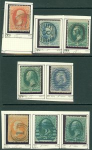 EDW1949SELL : USA 1873-79 Scott #156, 158(2x), 182, 183, 184(2x), 189 Used.