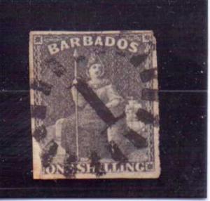 Barbados  Scott#  9  Used  (Repaired)