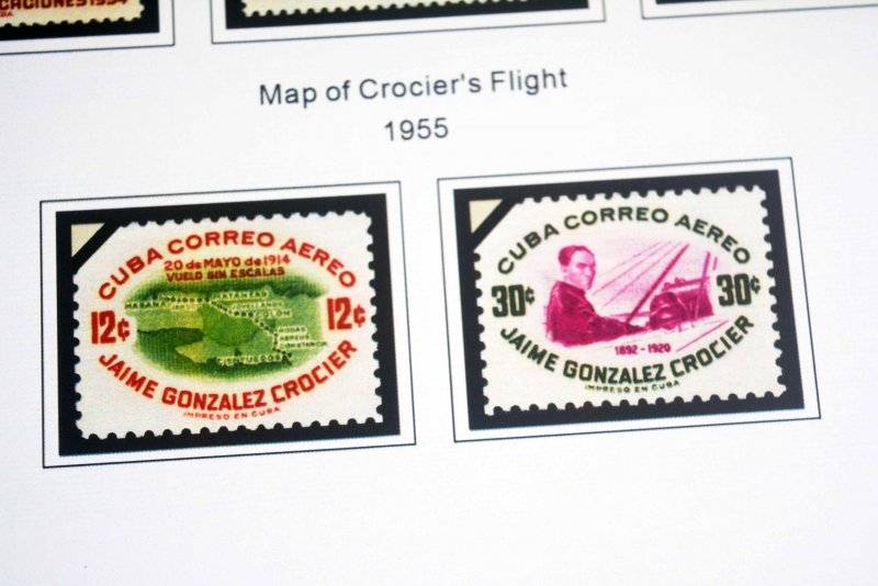 COLOR PRINTED CUBA AIRMAIL 1927-1980 STAMP ALBUM PAGES (56 illustrated pages)