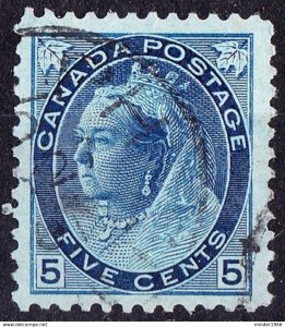 CANADA 1898 QV 5 Cent Prussian Blue SG158 Used