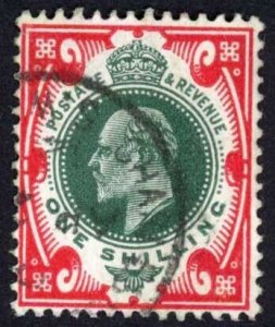 SG313 1/- Deep Green and Scarlet Somerset House Cat 40 pounds