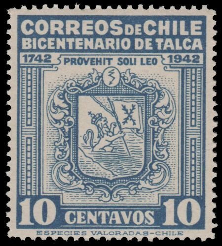 CHILE YEAR 1942. UNLISTED. TALCA POSTAL TAX STAMP. MINT