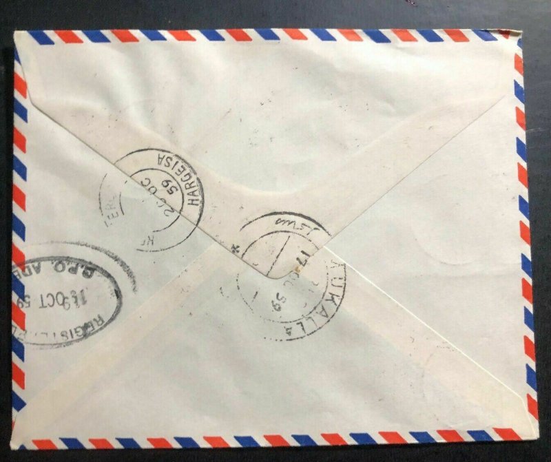 1959 Mukalla Aden Airmail Registered Cover to Hargeisa Somalia B