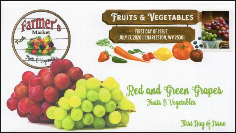 20-163, 2020, SC 5489, Fruits & Vegetables, FDC, Digital Color Postmark,