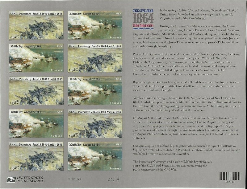 The Civil War: 1864 Sheet 12 - Stamps Scott 4910-11