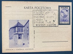 1948 Krakow Poland 2 Years Auschwitz KZ Camp Liberation Anniv Postcard Cover FDC