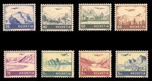 Switzerland #C27-34 Cat$80, 1941 Airpost, complete set, never hinged