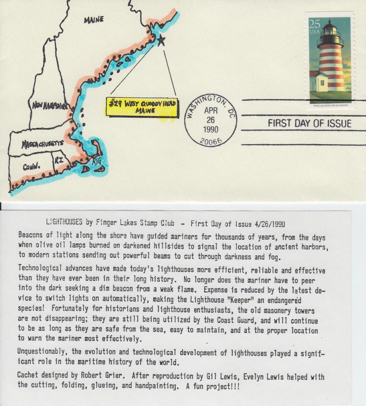 1990 Lighthouses Set of 5 HC Finger Lakes Stamp Club 