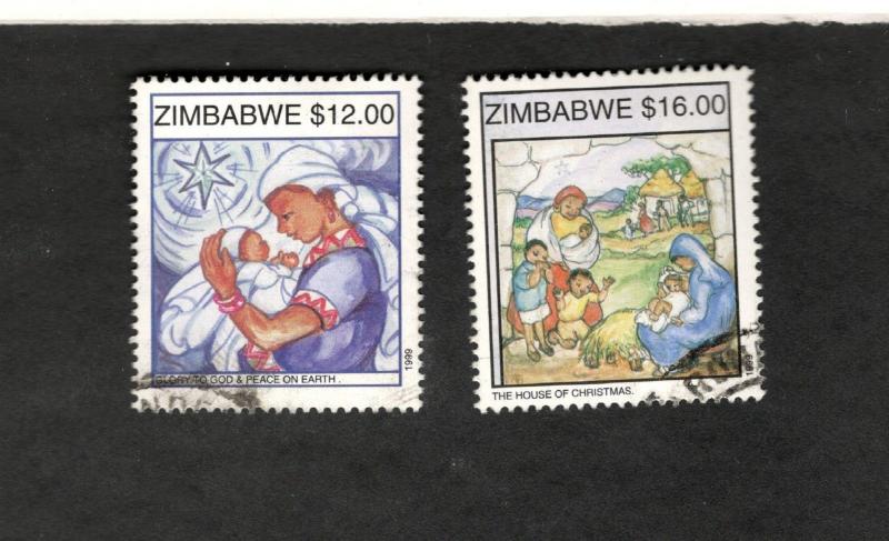 1999 Zimbabwe SC #835-36 CHRISTMAS used stamps