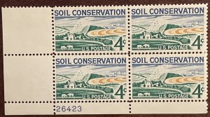 Scott #1133 4¢ Soil Conservation MNH VF plate block of 4