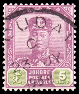 Malaya - Johore Scott 90  (1920) Used F-VF, CV $15.00 C