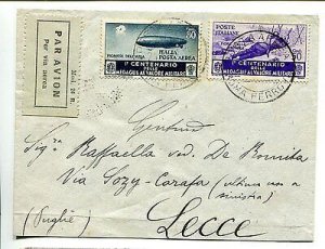 Air Mail Medals Cent. 80 on a cover by air from Rome to Lecce