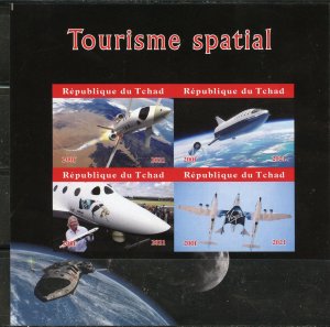 Chad 2021 Space Tourism imperf sheet of four mint nh