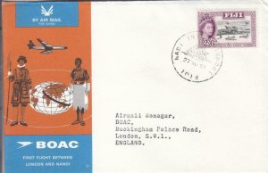 1965, 1st B.O.A.C. Flt., Nada, Fiji to London, England (40373)