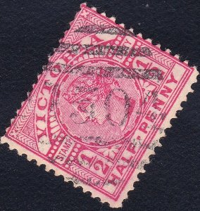 VICTORIA AUSTRALIA QV ½d with 505 barred numeral of MALVERN RAILWAY........D6329