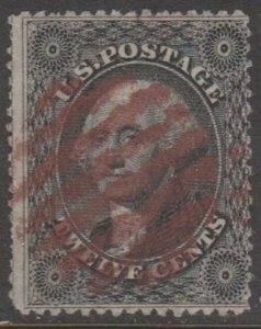 U.S. Scott #36 Washington Stamp - Used Single - Red Cancel