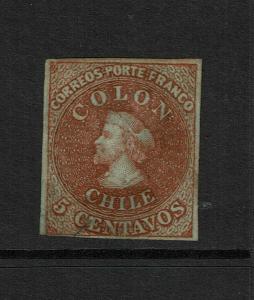 Chile SC# 8 Mint Hinged/Full Un-Even Gum/Slight Tone/Repaired Bottom Cut - S7331