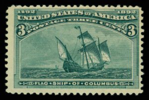 United States #232 Mint nh fine   Cat$98 1893, 3¢ Columbian