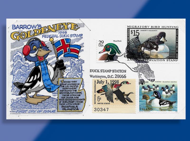 RW65 Barrow's Goldeneye - Special Iceland Combo FDC w/ Animation Cel Cachet