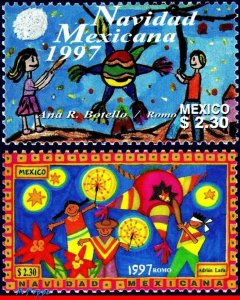 2056-57 MEXICO 1997 CHRISTMAS, CHILDREN DRAWINGS, RELIGION, MI# 2660-61 SET MNH