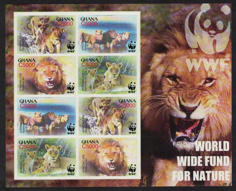 Ghana WWF African Lion MS Imperforated SG#MS3436 MI#3701-3704 SC#2433 a-d