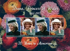 Papua New Guinea 2017 - Princess Diana 20 Years in Memoriam - Sheet of 4 - MNH