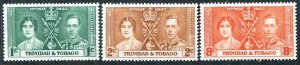 Trinidad & Tobago SC#47-49 Coronation of King George VI (1937) MH