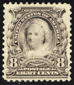 306, Mint OG H VF 8¢ (No remnant)   * CV $45.00