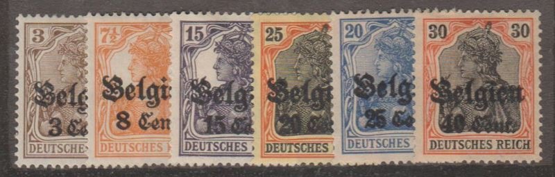 German Occupation - Belgium Scott #N11,N13,N16-N19 Stamp - Mint Set