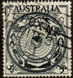 Australia 276 - Used - 3.5p Antarctica Map (1954) (2)