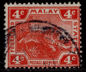 MALAYSIA - Federated Malay EDVII SG37, 4c scarlet, FINE USED. DIE I