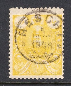 Persia Iran 1907 Qajar 4k Yellow Postal Use Reschi Cancel #439