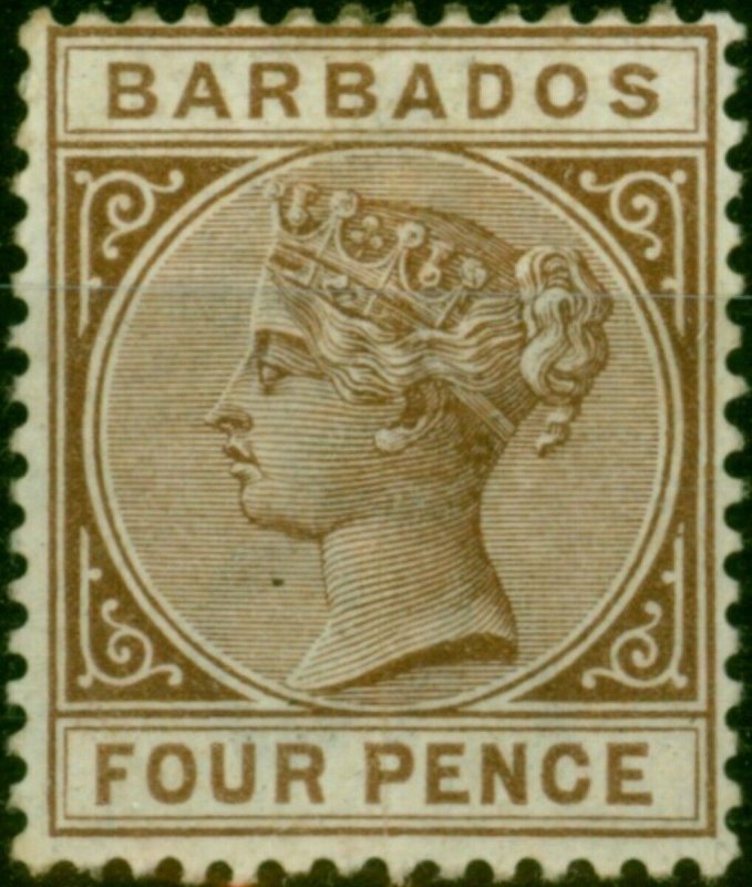 Barbados 1882 4d Deep Brown SG99 Fine MM 