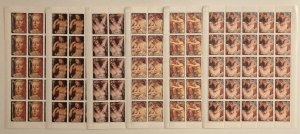 Liberia 1985 #1023-8 Sheet, Paintings, Wholesale lot of 25, MNH,CV $161.25