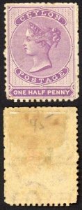 Ceylon SG48c 1/2d Mauve Wmk Crown CC M/M