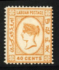 Labuan #48 Cat$60, 1894 40c orange, hinged, pencil signed