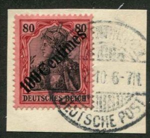 German Offices Turkey SC# 59 o/p 100c on 80pf Germany wmk 125 Used on PIece