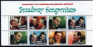 SC# 3345-3350 - (33c) - Broadway Songwriters - MNH Plate Block/8