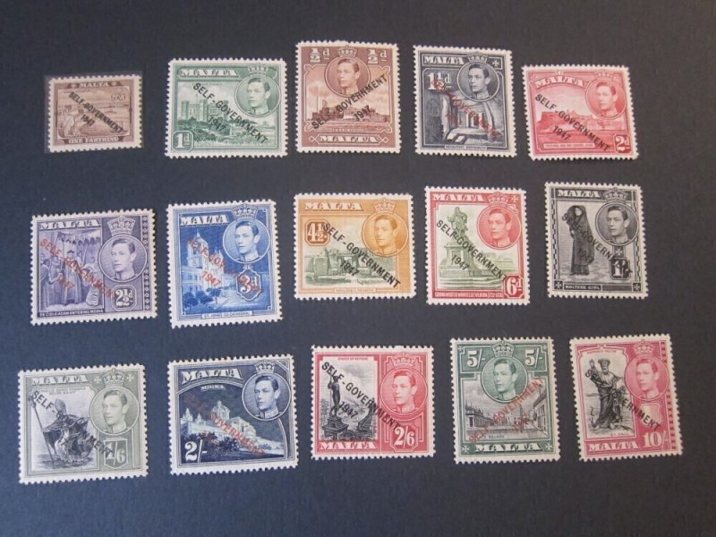 Malta 1948 KGVI Sc 208-222 set MNH