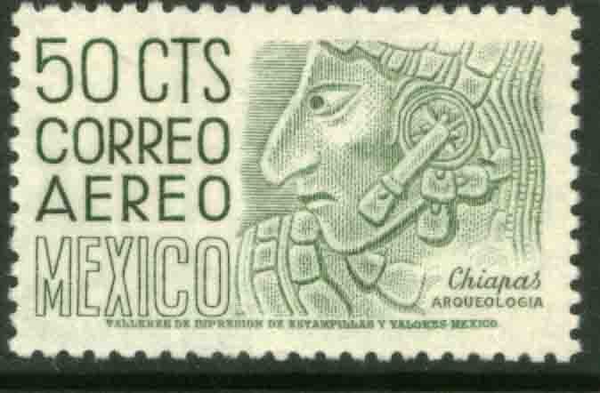 MEXICO C220En 50¢ 1950 Def 6th Issue Fosforescent unglazed MINT, NH. F-VF.