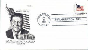INAUGURATION OF THE 40th US PRESIDENT RONALD WILSON REAGAN CACHETED 1981