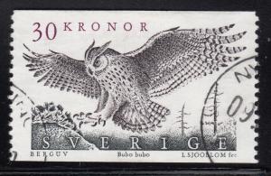 Sweden 1989 used Sc #1761 30k Eagle owl Bubo bubo