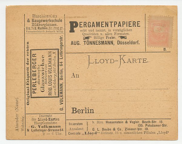 German Private Post - Lloyd Card Advertisement card - Paper - Lacker