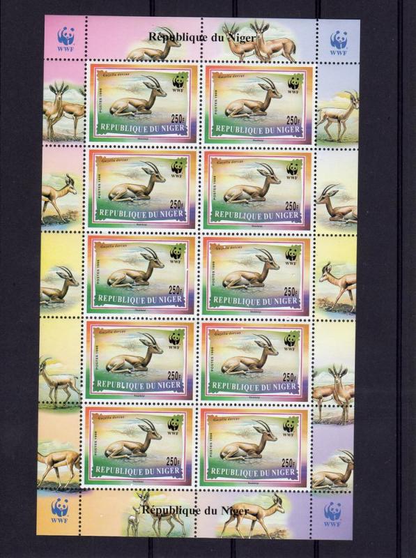 Niger 1998 WWF DORCAS GAZELLE (4) Sheet 10v Perforated Mint (NH)