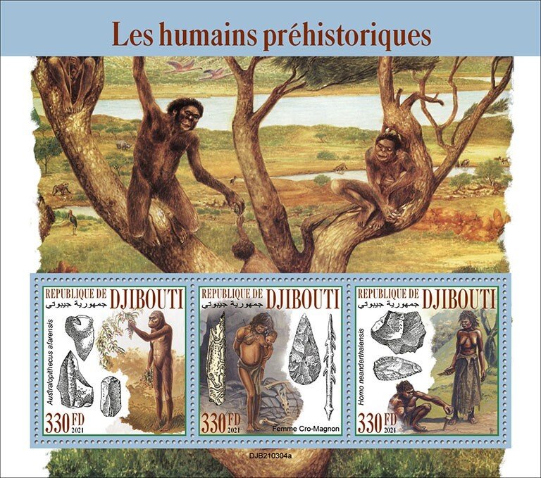 2021/08 - DJIBOUTI - PREHISTORIC HUMANS              3V  complet set    MNH ** T