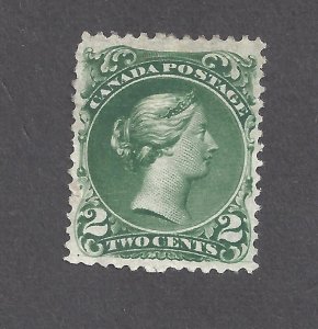 CANADA # 24b VF MINT 2c GREEN LARGE QUEEN THIN PAPER VARIETY BS29557