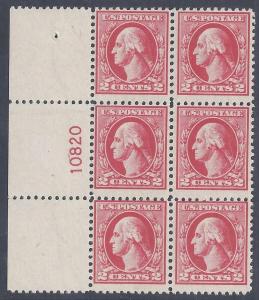 Scott #526 Mint plate block of 6