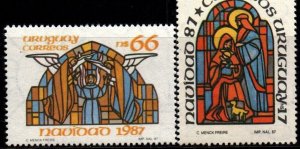 1987 Uruguay Christmas religions  christianism celebration #1243-1244 ** MNH