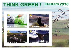 ST. KILDA - 2016 - Europa,  Think Green - Imp 4v Sheet -M N H-Private Issue